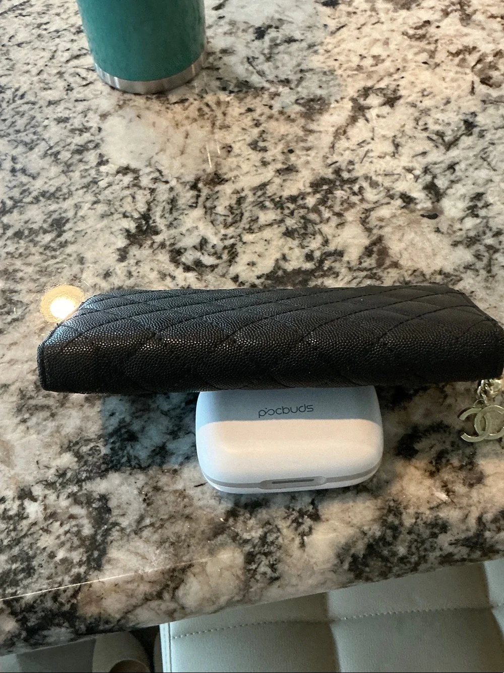 CHANEL Black Quilted Zip-Around Wallet with Gold CC Hardware